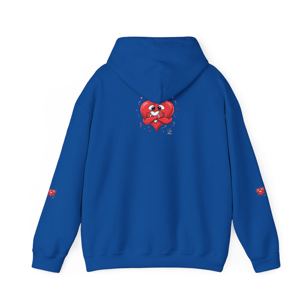 Graphic Heart Unisex Heavy Blend Hooded Sweatshirt | Red Heart Cartoon Sweatshirt