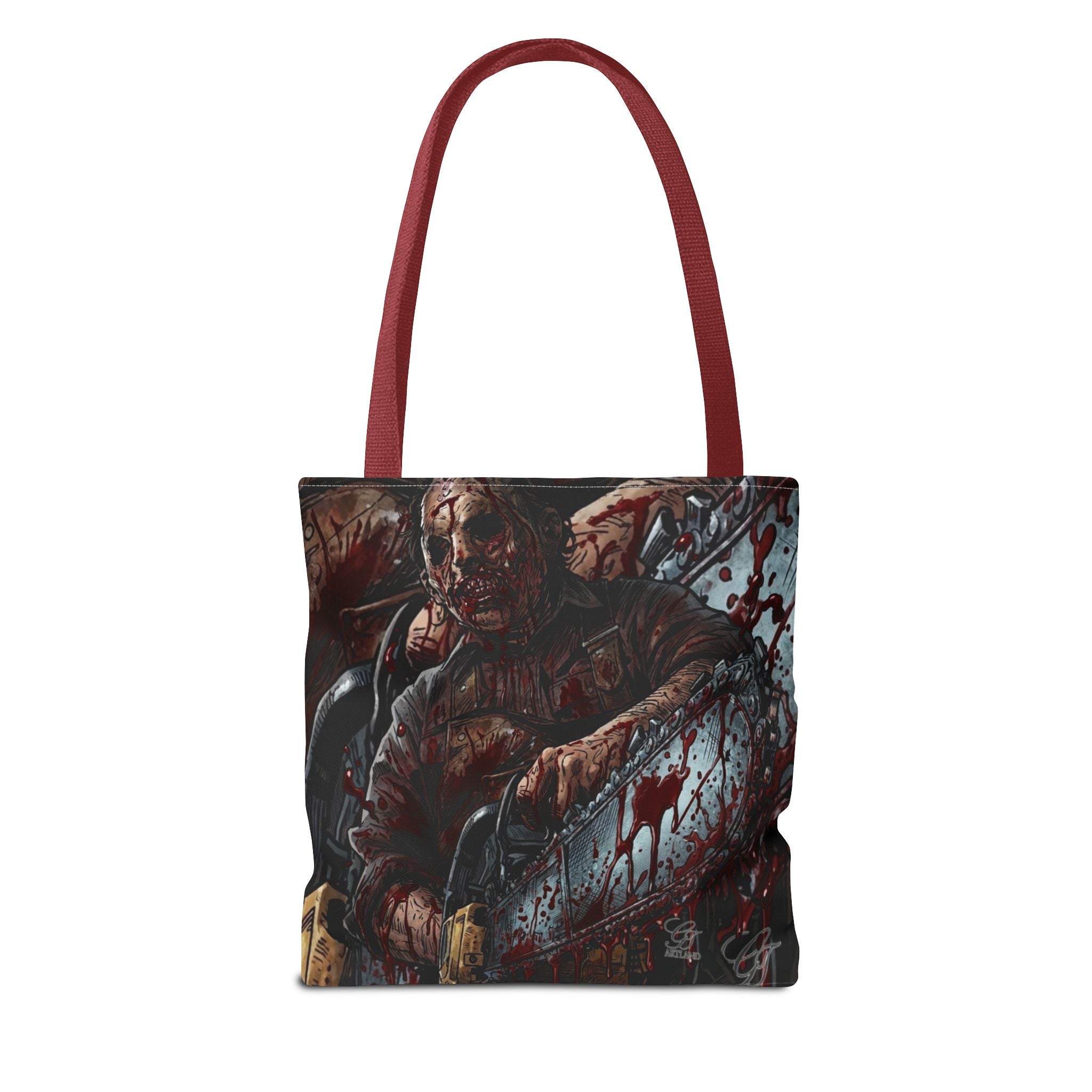 Bloody Zombie Chainsaw Tote Bag | Horror Thriller by GT Artland