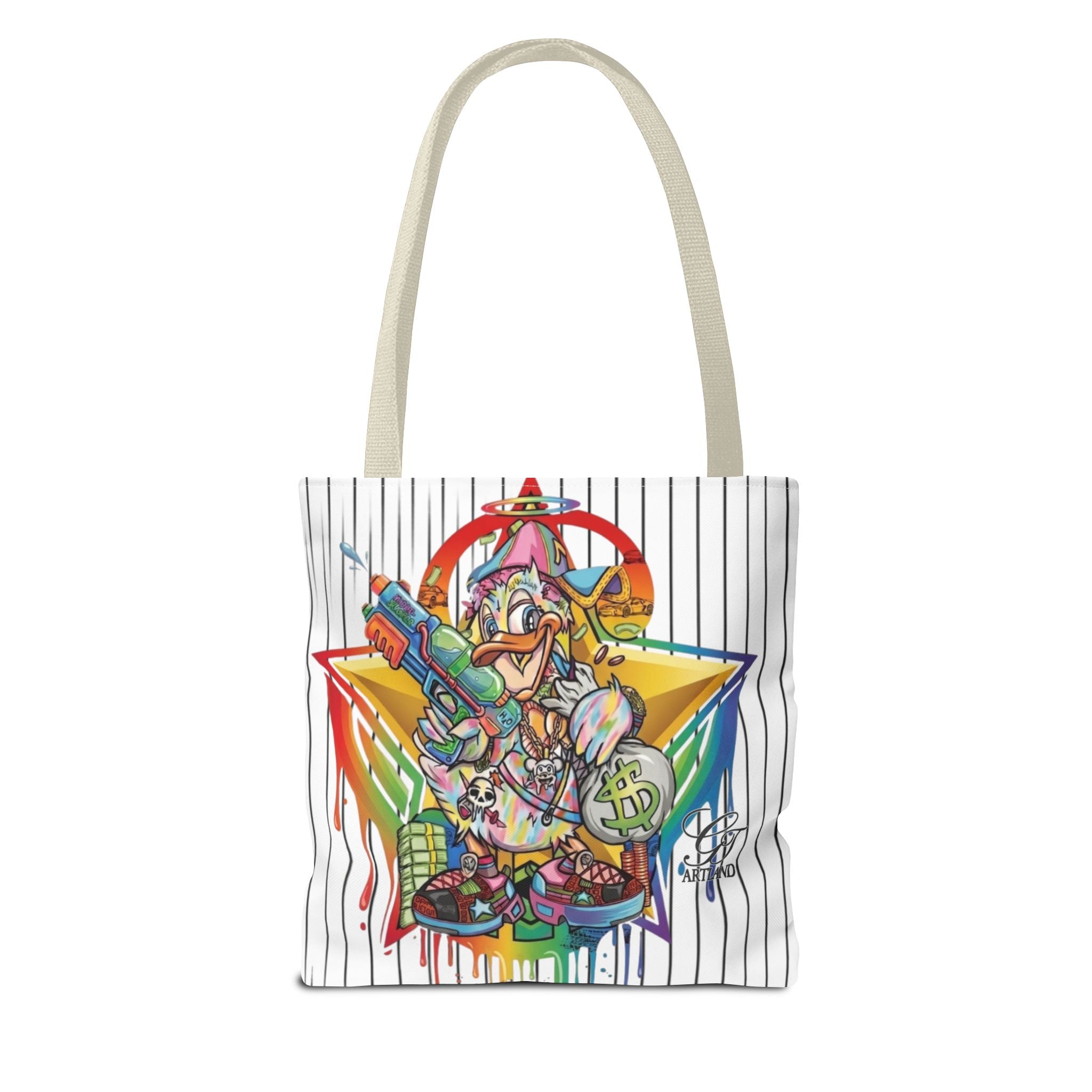 Graffiti Duck Urban Colorful Drip Tote Bag — Colorful Street Art by GT Artland