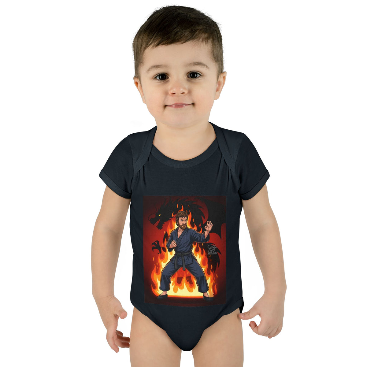 Flame Ninja Infant Bodysuit | Dragon Fire Martial Arts Baby Onesie