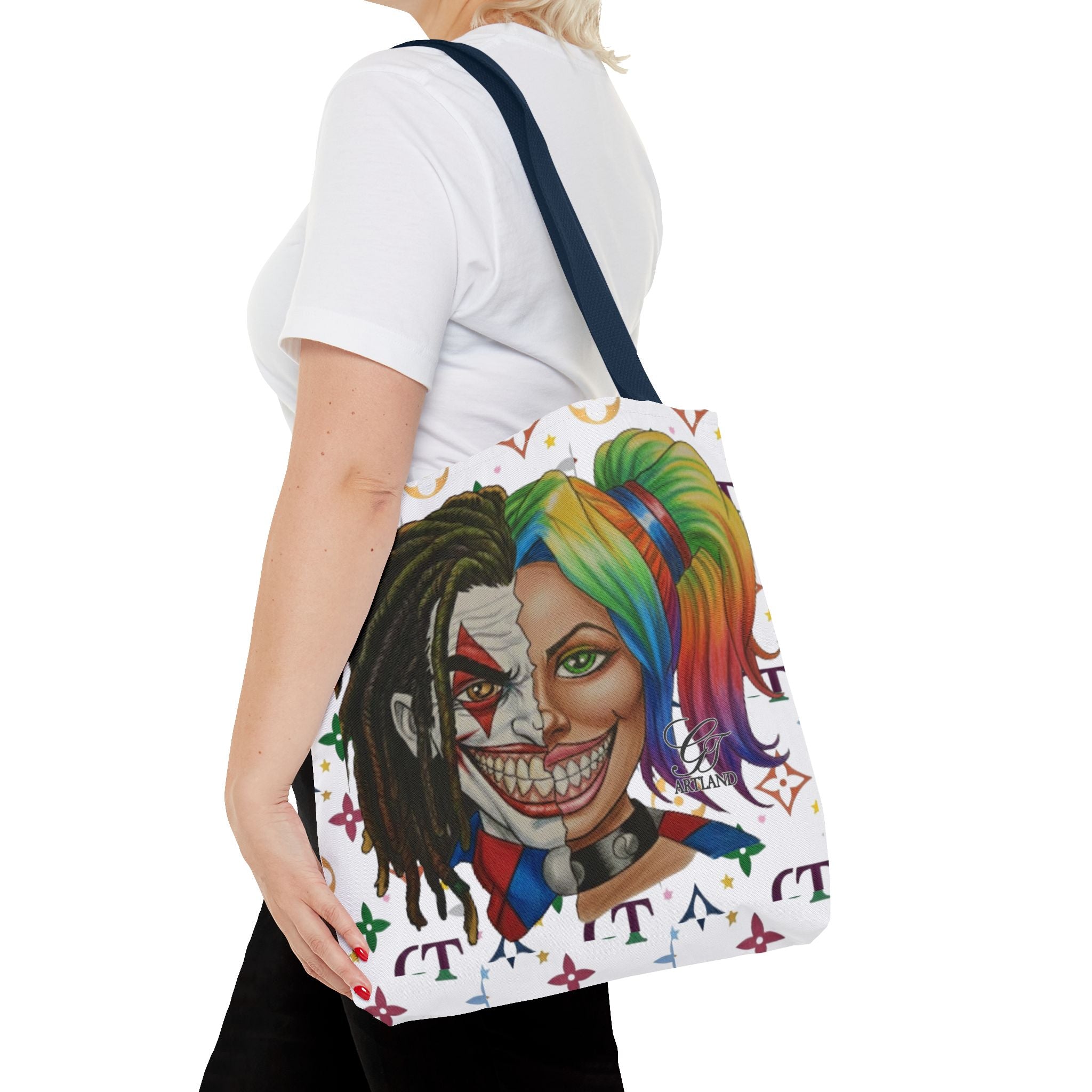 Two Faced Clown Couple Face Tote Bag – Urban Duo Swag by GT Artland