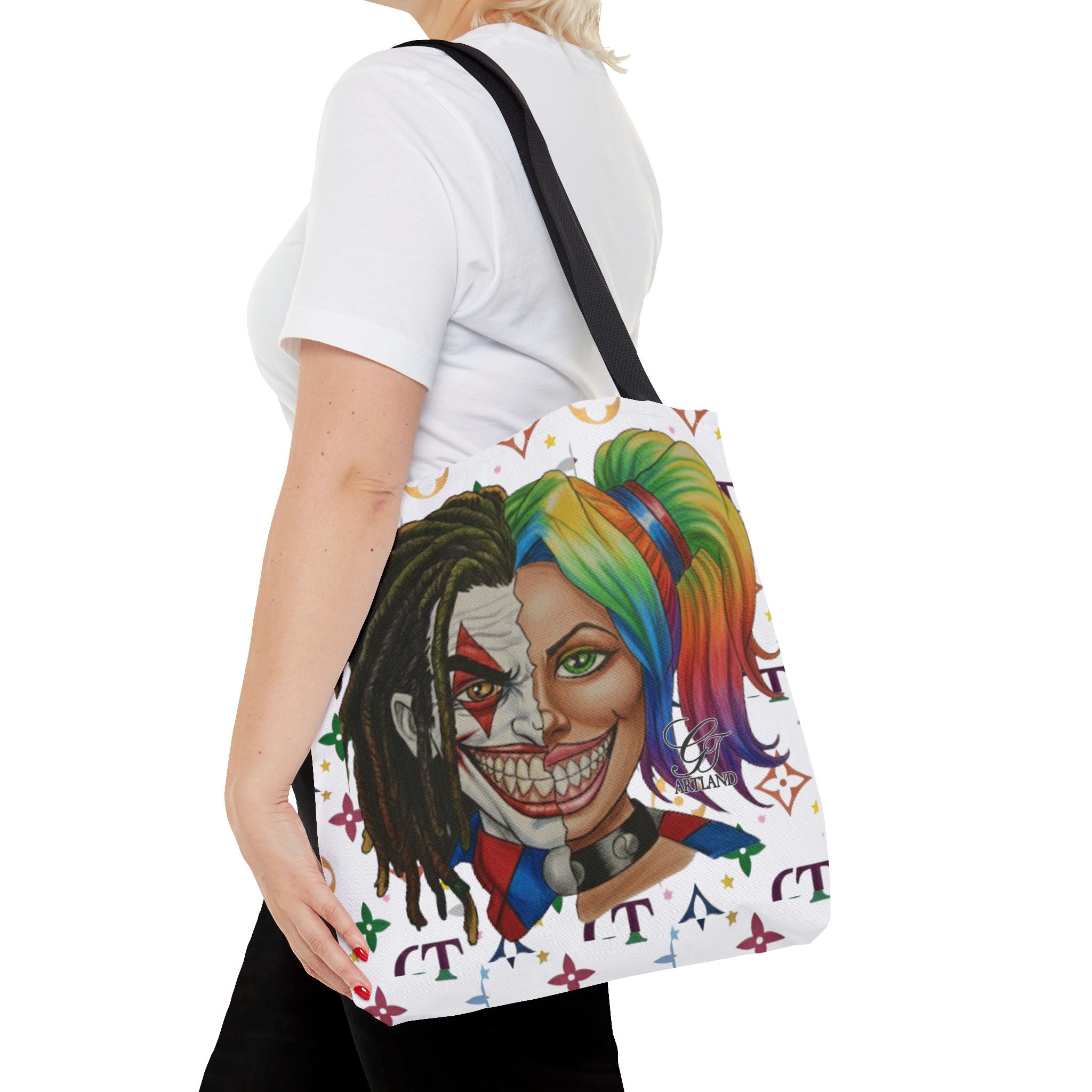 Two Faced Clown Couple Face Tote Bag – Urban Duo Swag by GT Artland