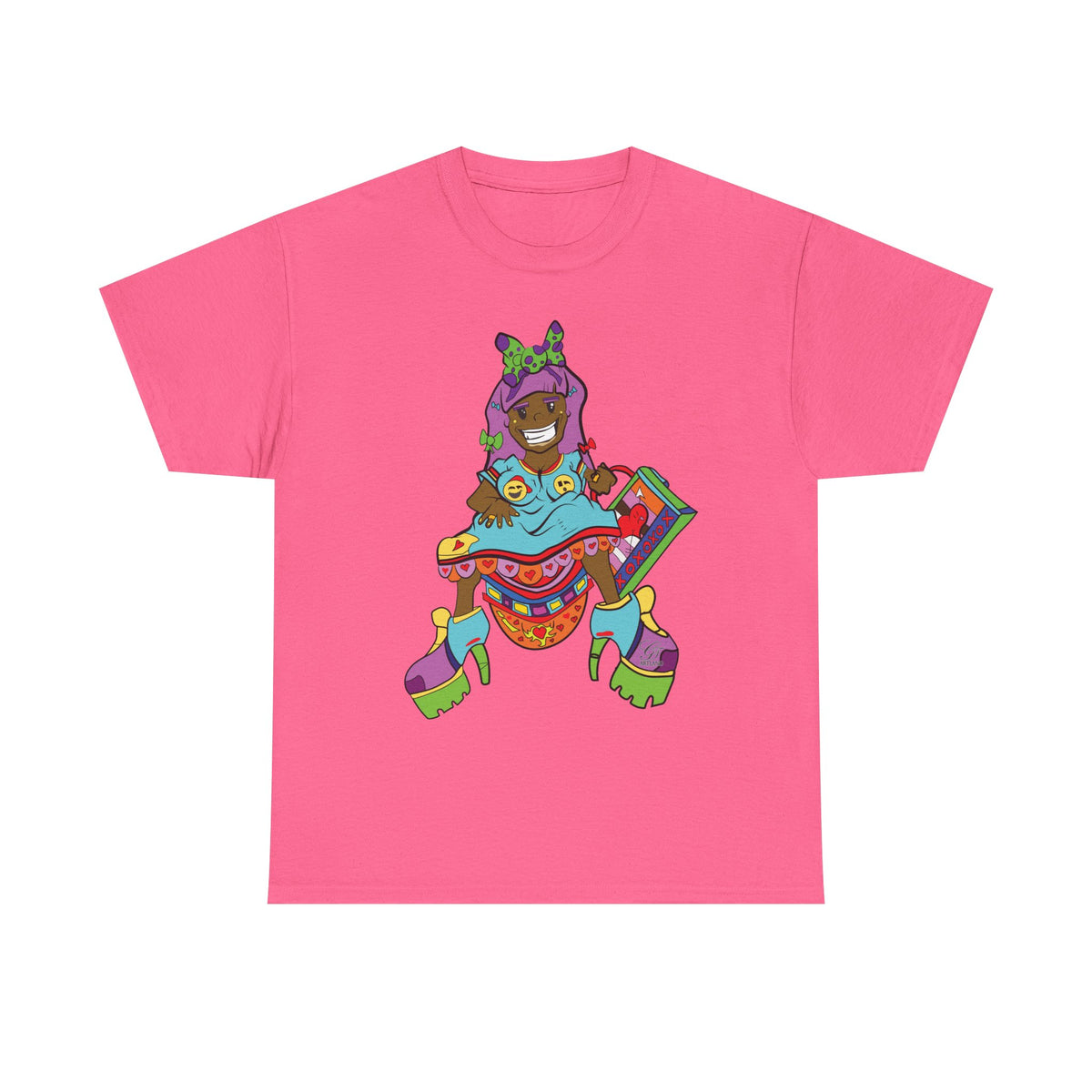 Colorful Psychedelic Girl Character T-Shirt | Retro Cartoon Graphic Tee by GT Artland