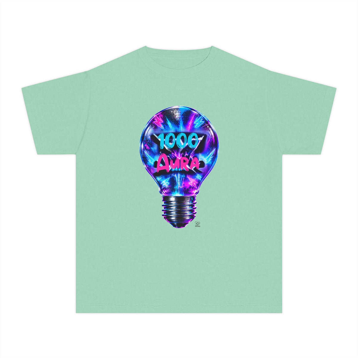 Colorful Light Bulb Youth T-Shirt -"1000 AURA" Graphic T-Shirt