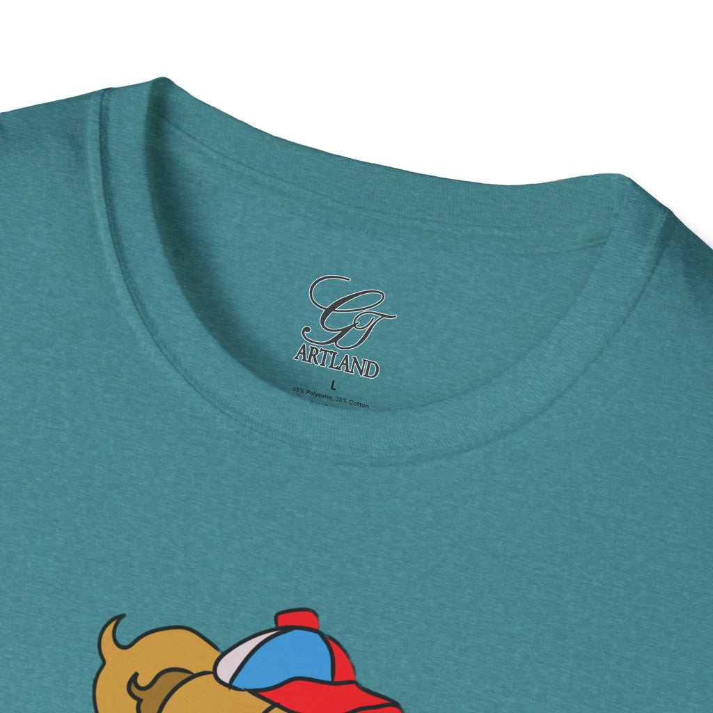 Cartoon Bear with Swag Graphic T-Shirt - Tee