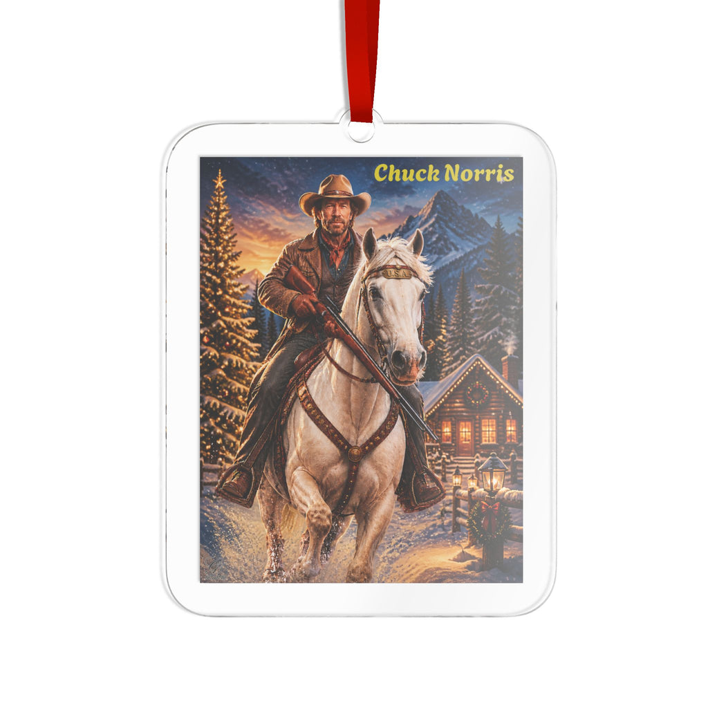 Chuck Norris Christmas Cowboy Acrylic Ornament