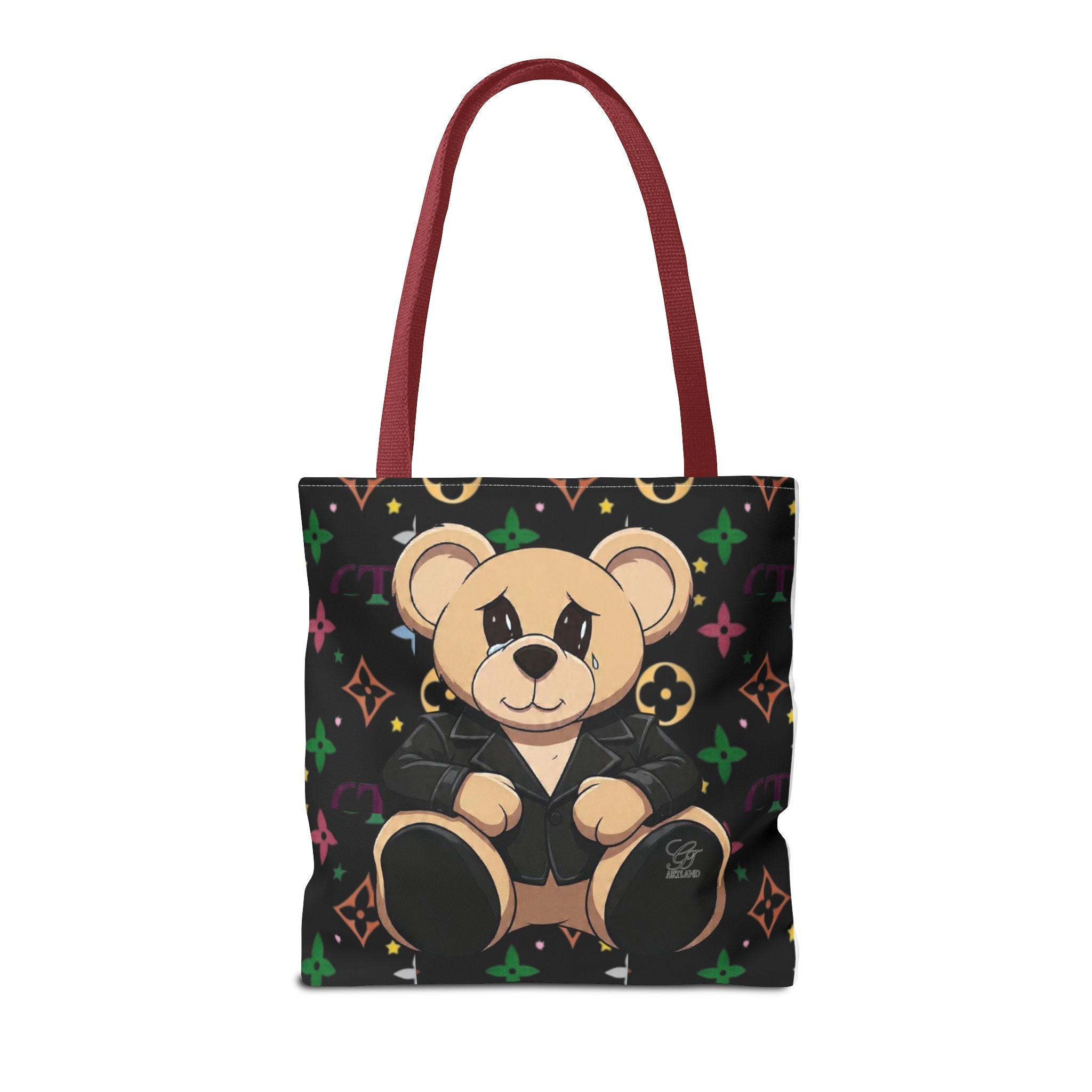 Elite Black Urban Designer Teddy Bear Monogram Tote Bag by GT Artland