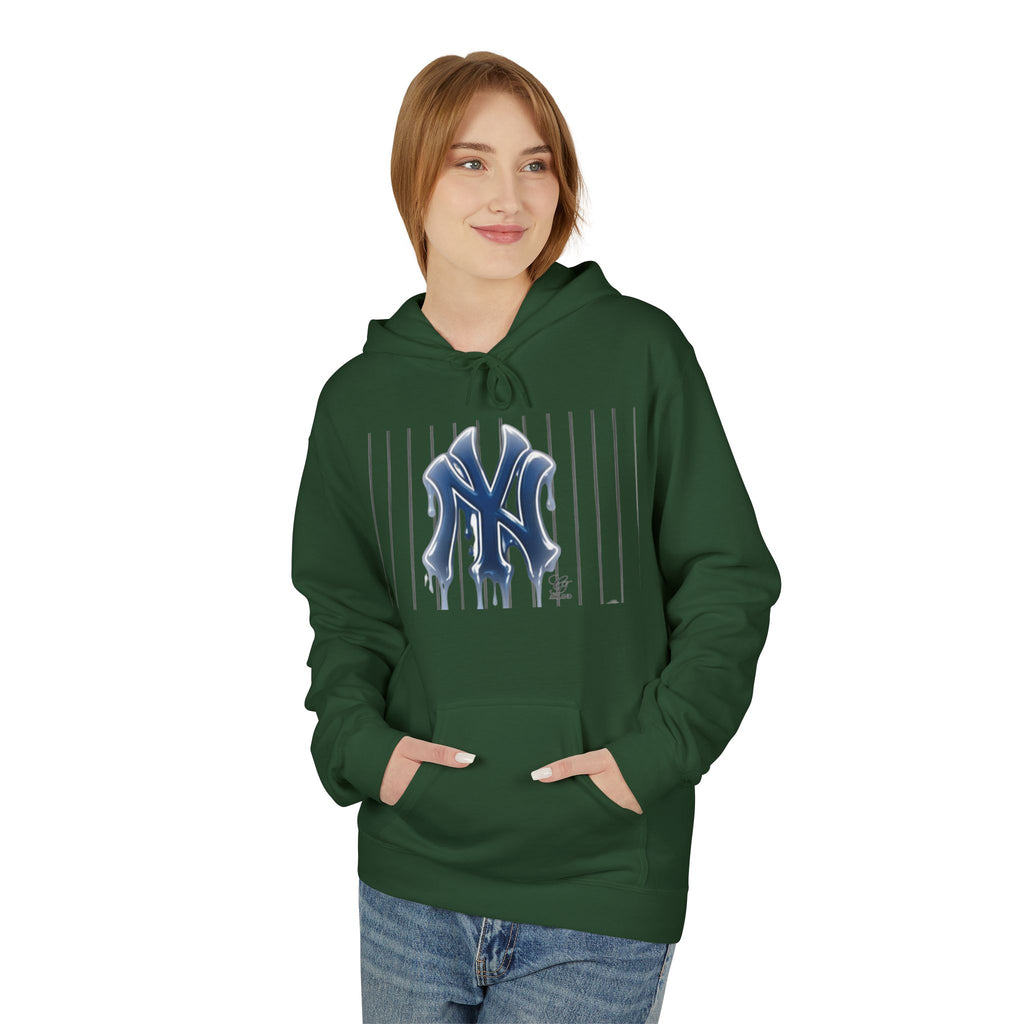 Dripping NY Fan Gear Logo Hoodie | Baseball Pinstripe Streetwear by GT Artland