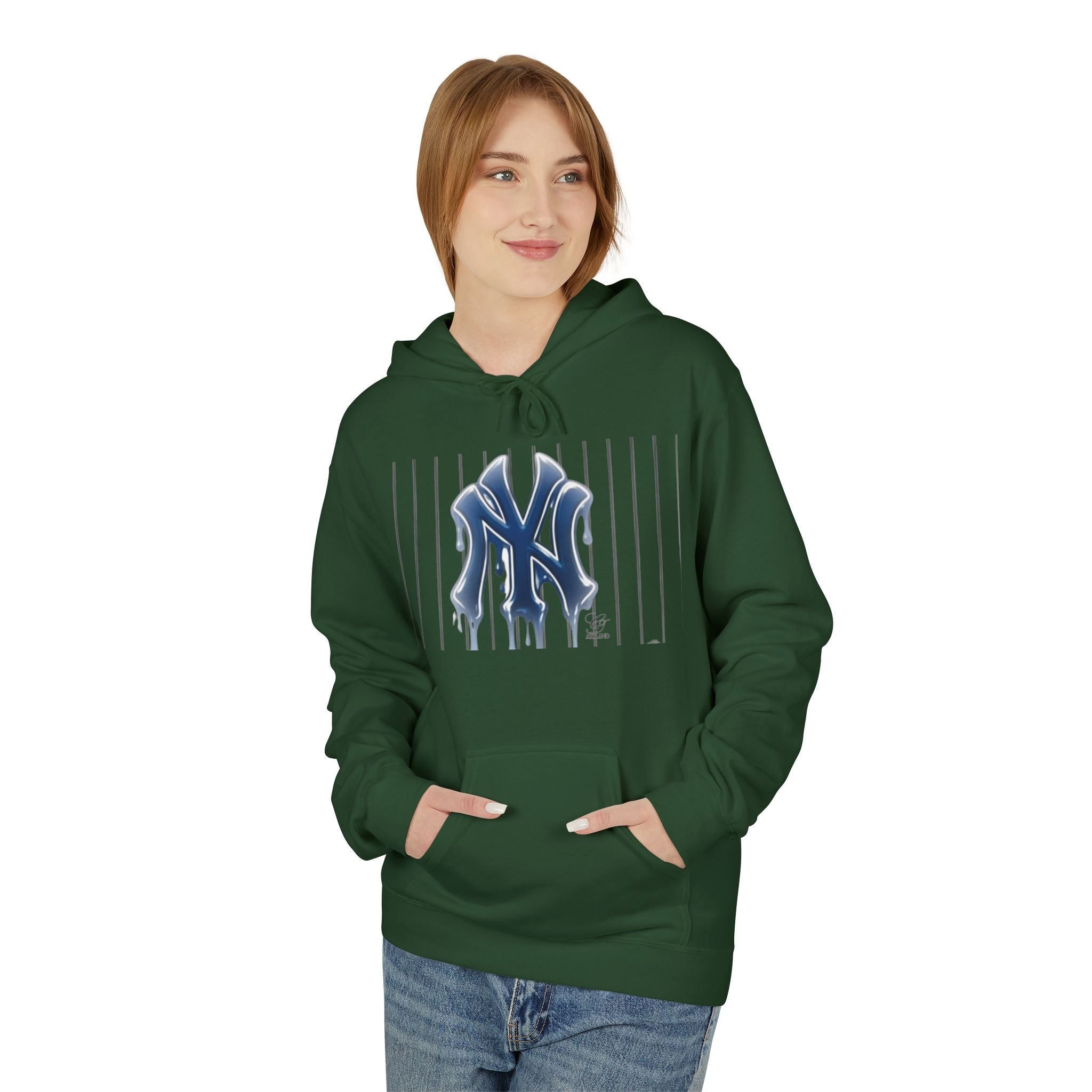 Dripping NY Fan Gear Logo Hoodie | Baseball Pinstripe Streetwear by GT Artland
