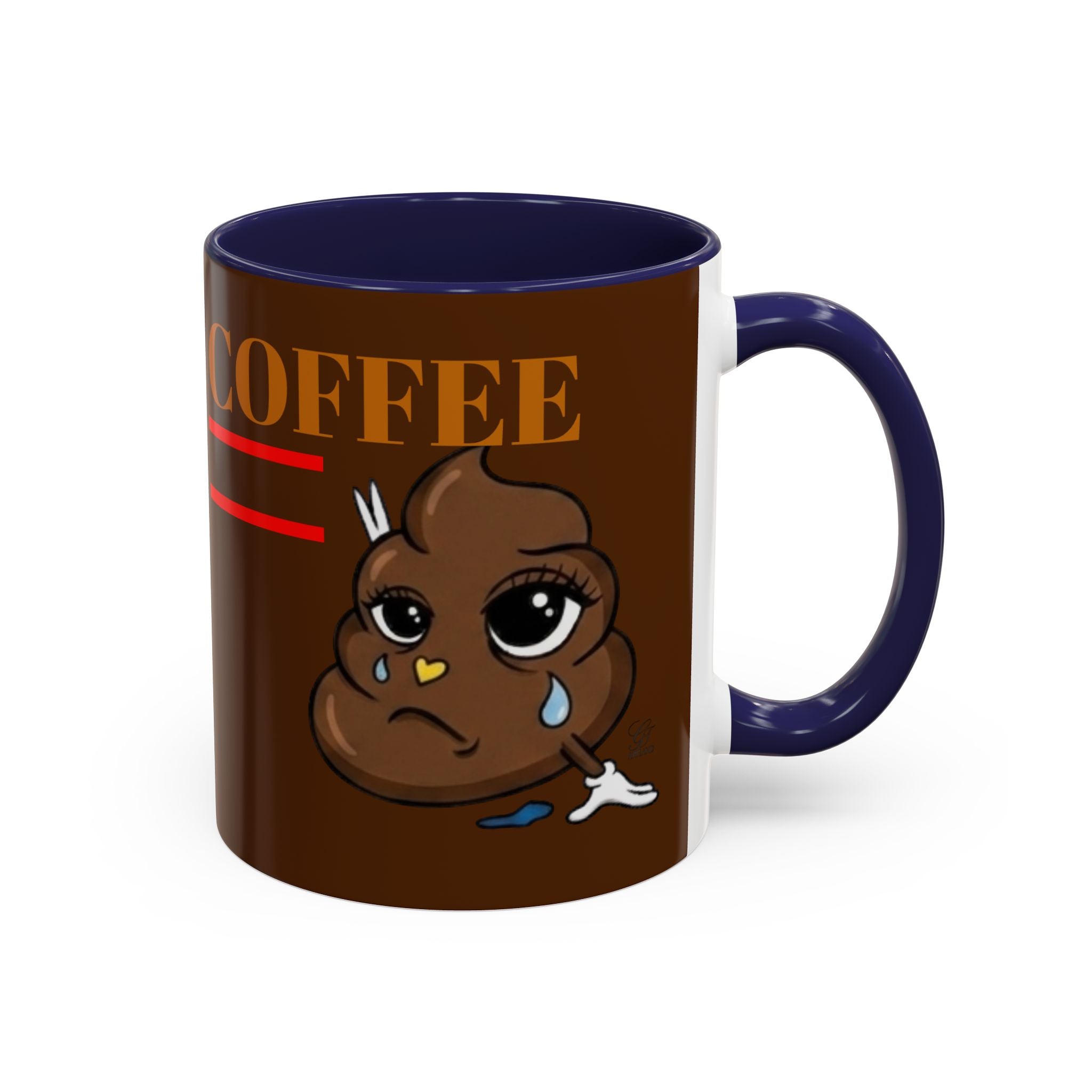 Coffee Mug — Cute Crying Poop Character "Coffee = Pooo" Accent Ceramic Mug by GT Artland