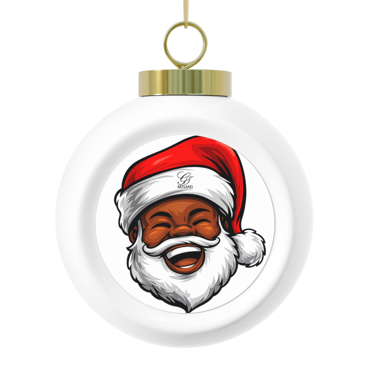 Joyful Santa Face Holiday Ball Ornament | Tree Ornament by GT Artland