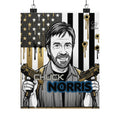 Action Hero Portrait Matte Vertical Poster | Retro Flag, Guns, Bullet Holes by GT Artland