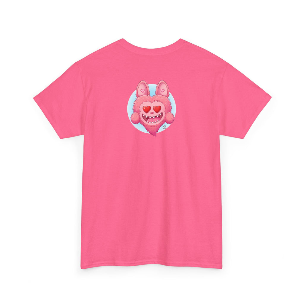 Pink Heart-Eyed Monster T-Shirt | Cute Fuzzy Creature by GT Artland