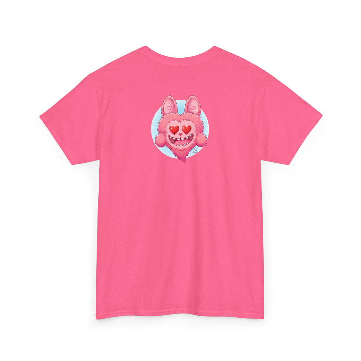 Pink Heart-Eyed Monster T-Shirt | Cute Fuzzy Creature by GT Artland
