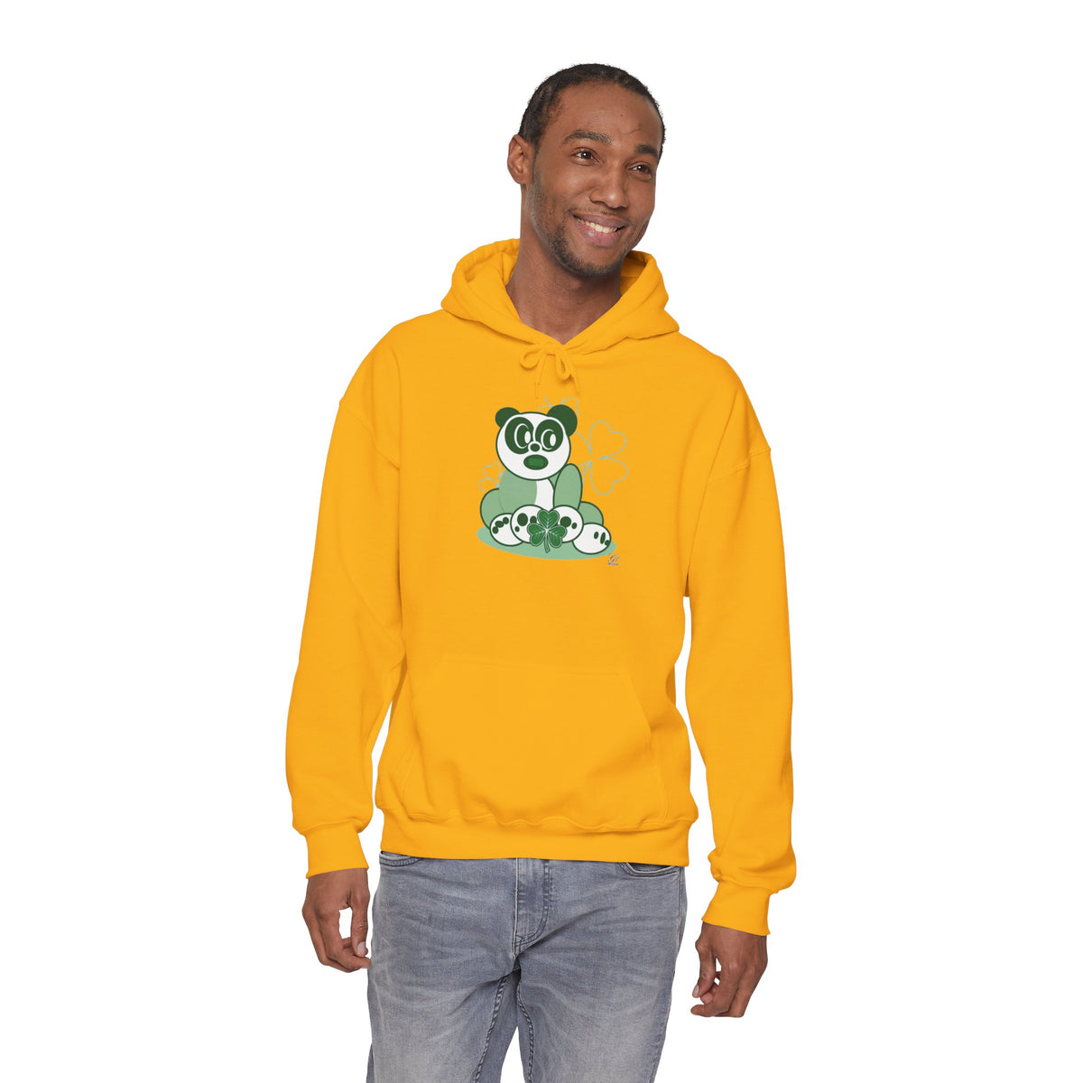 Green Panda with Bamboo Hoodie
