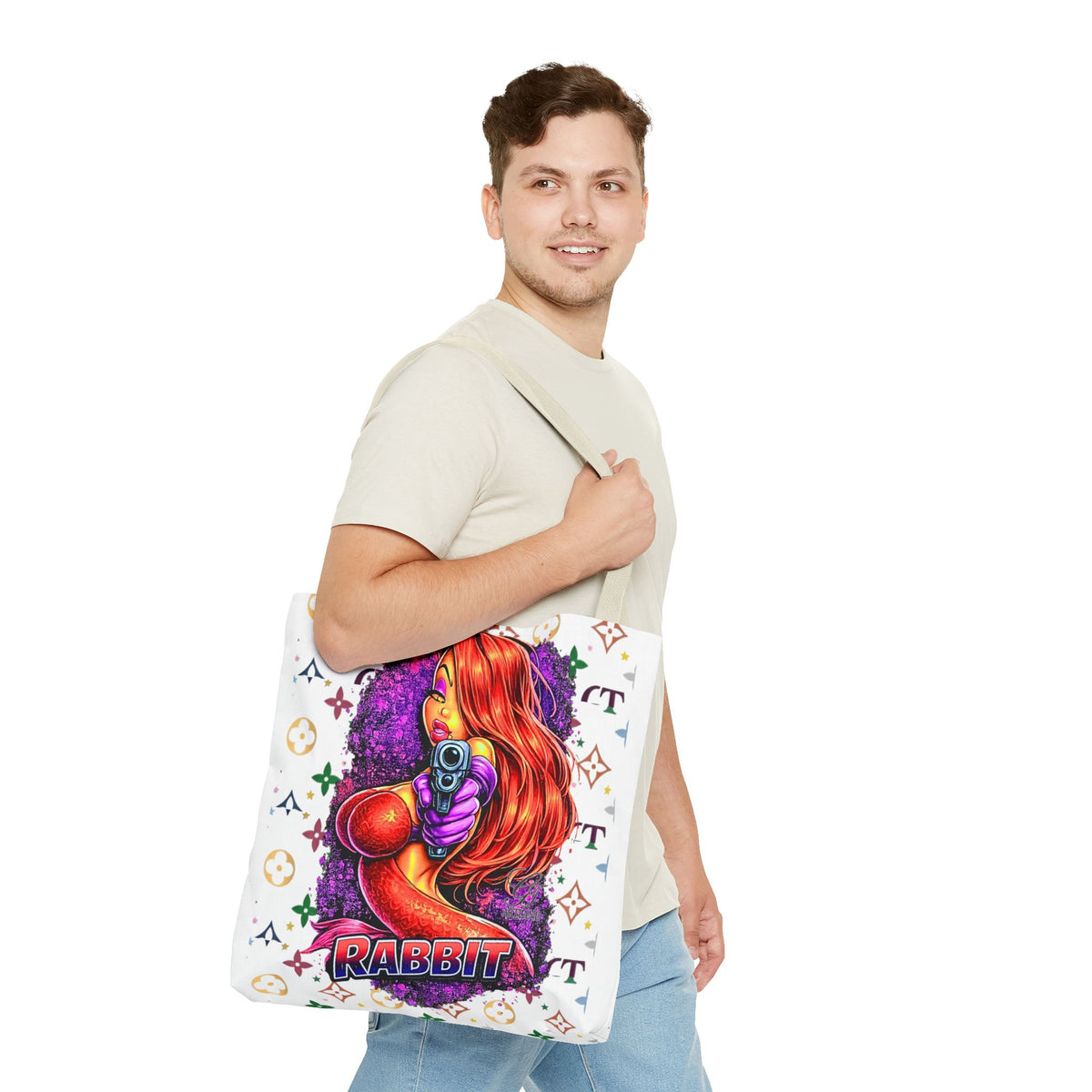 Rabbit Pin-Up Tote Bag – Retro Femme Fatale by GT Artland
