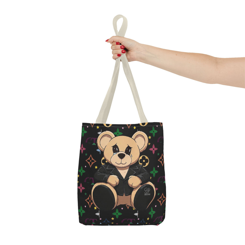 Elite Black Urban Designer Teddy Bear Monogram Tote Bag by GT Artland