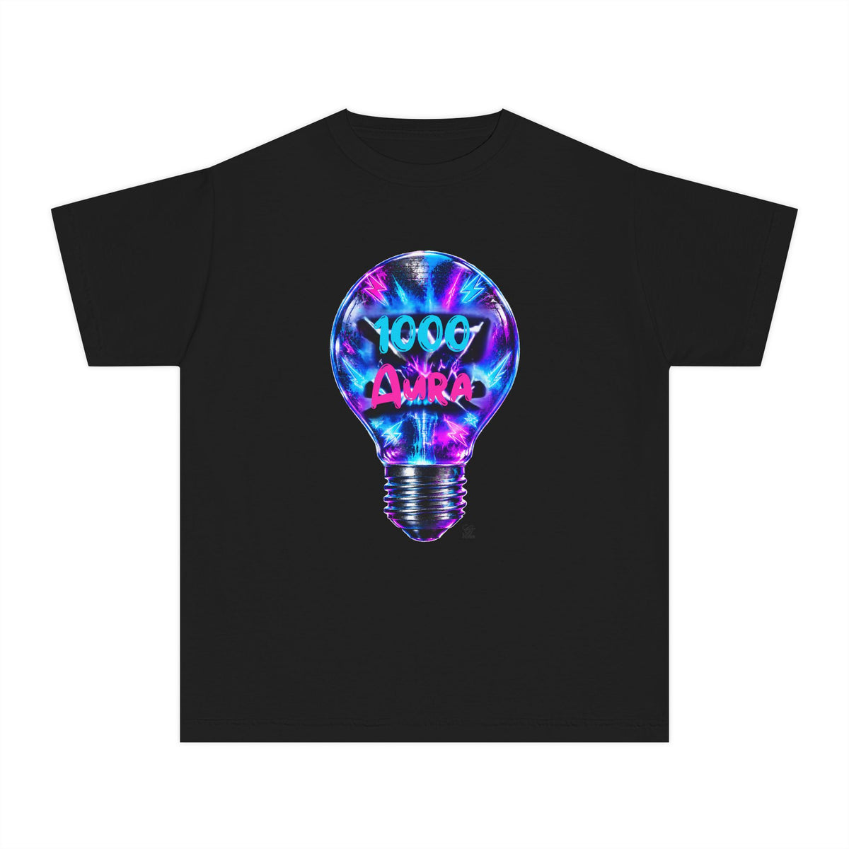 Colorful Light Bulb Youth T-Shirt -"1000 AURA" Graphic T-Shirt