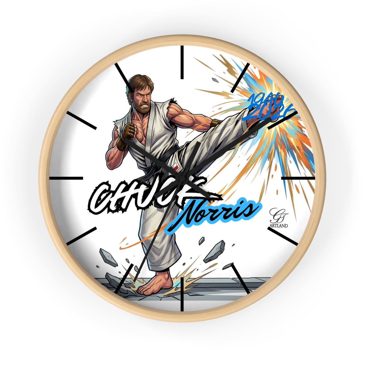 Chuck Norris Kicks, Courage and Karate Wall Clock by GT Artland