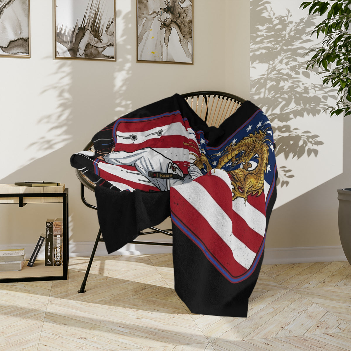 American Karate Instructor  Chuck Norris Blanket | Dragon Martial Arts Flag Throw by GT Artland