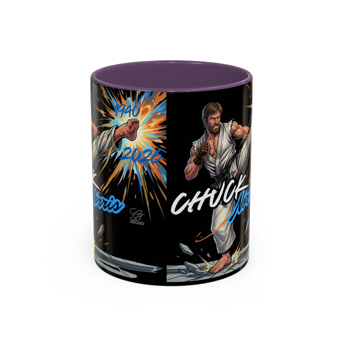 Norris Martial Artist Kick Mug | Black Accent Coffee Cup