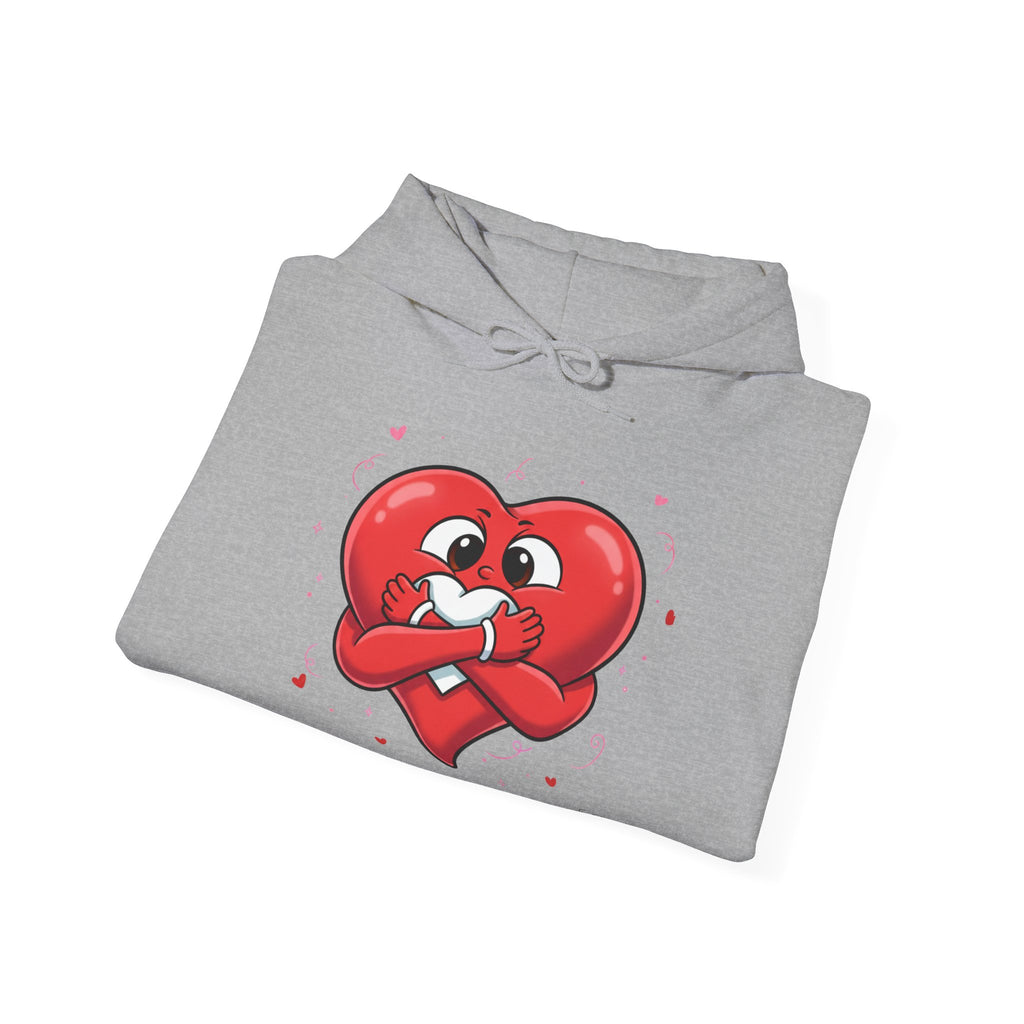Graphic Heart Unisex Heavy Blend Hooded Sweatshirt | Red Heart Cartoon Sweatshirt