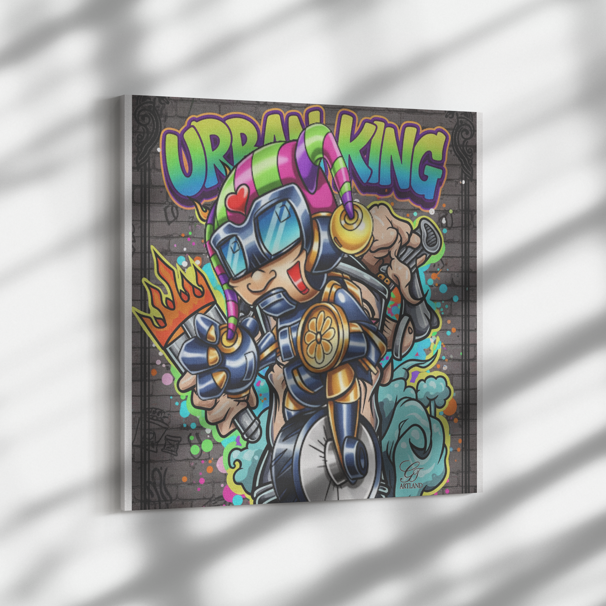 Urban King Electric Robot NYC Swag Square Canvas Wrap by GT Artland