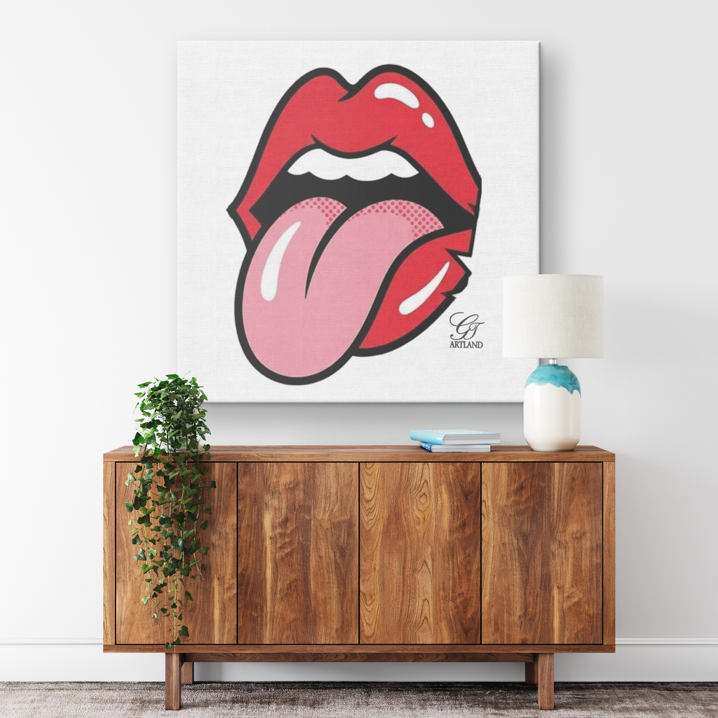 Red Lipstick Licky Designer Canvas Wrap by GT Artland
