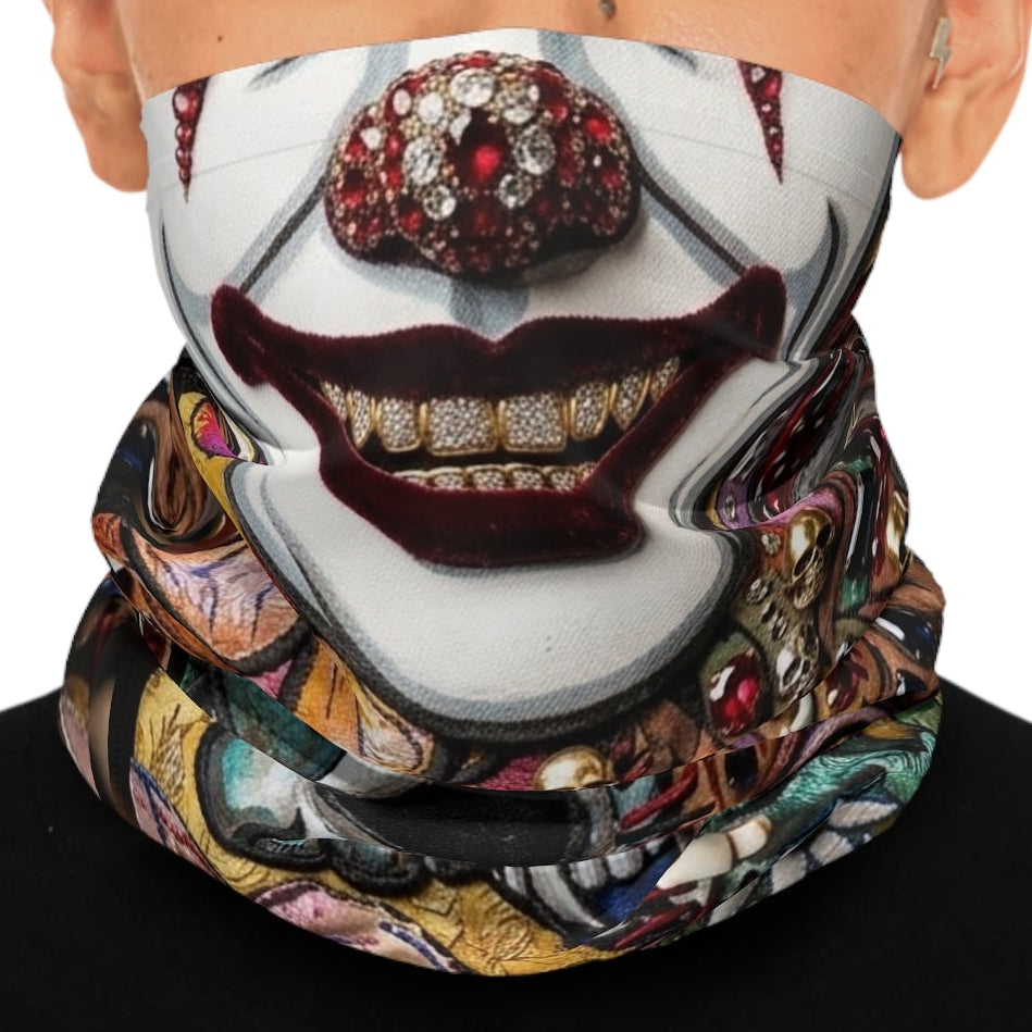 Creepy Clown & Skull Neck Crypto Twist Gaiter Horror Bandana by GT Artland