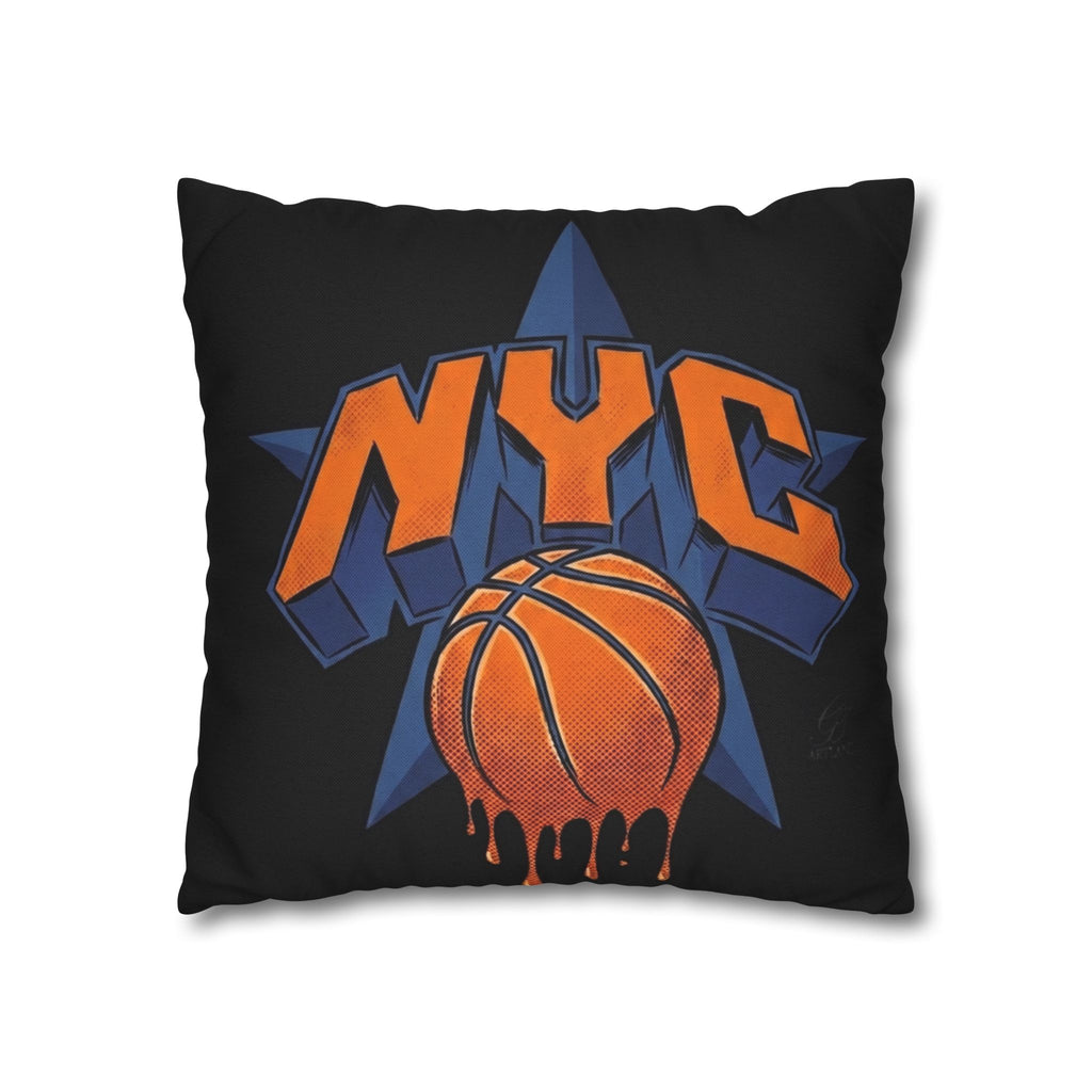 NYC Dripping Basketball Pillowcase | Square Throw Pillowcase by GT Artland