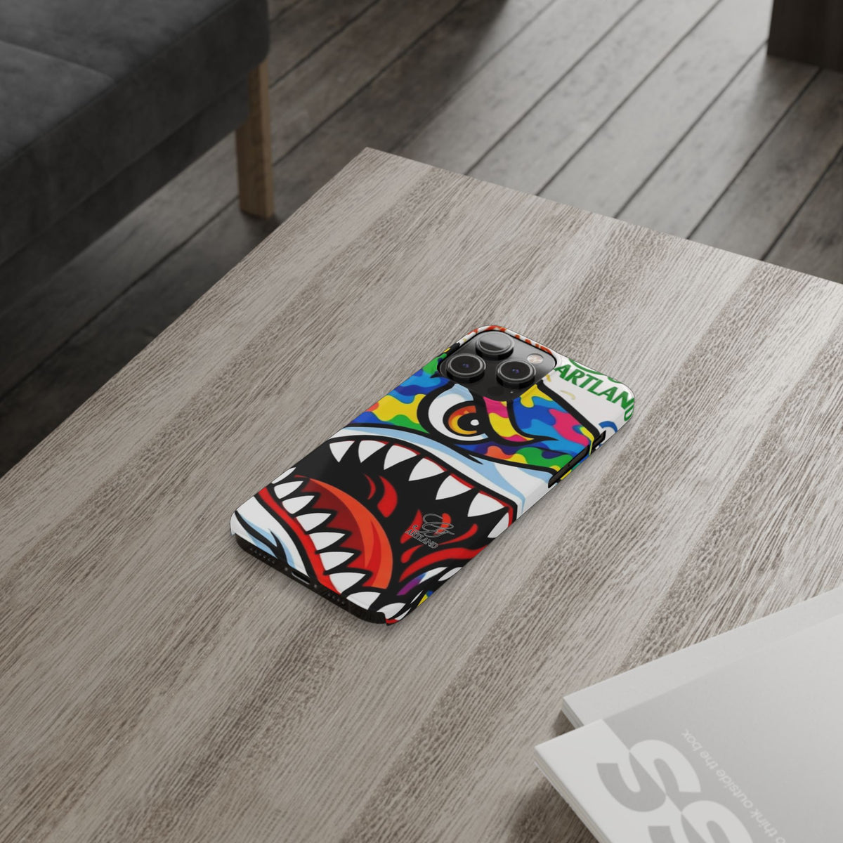 Colorful Designer Shark Face Slim Phone Case | Bold Shark Bite Graphic by GT Artland