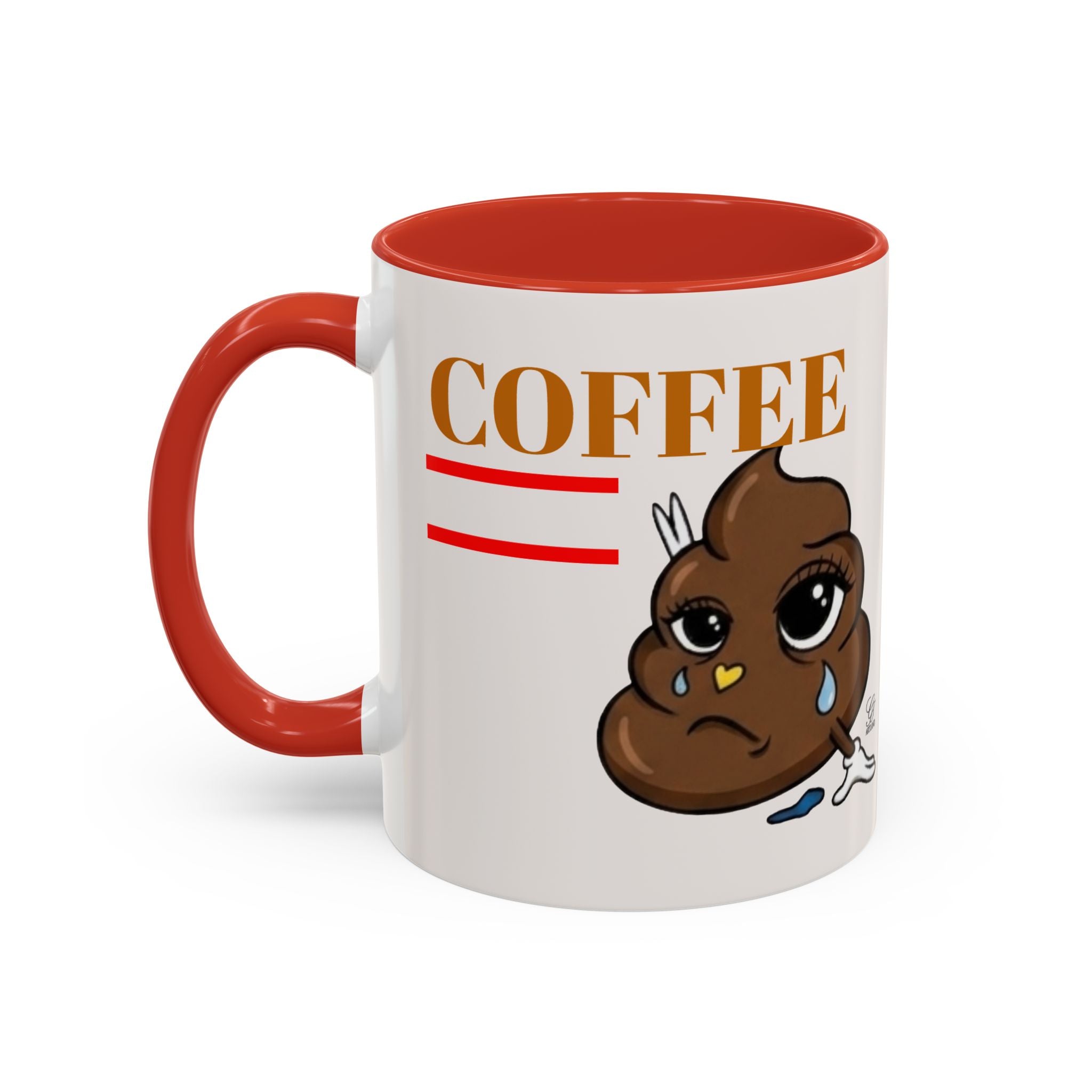 Coffee Mug — Sad Coffee Poop Emoji Designer Toon Accent Mug (11/15oz) by GT Artland