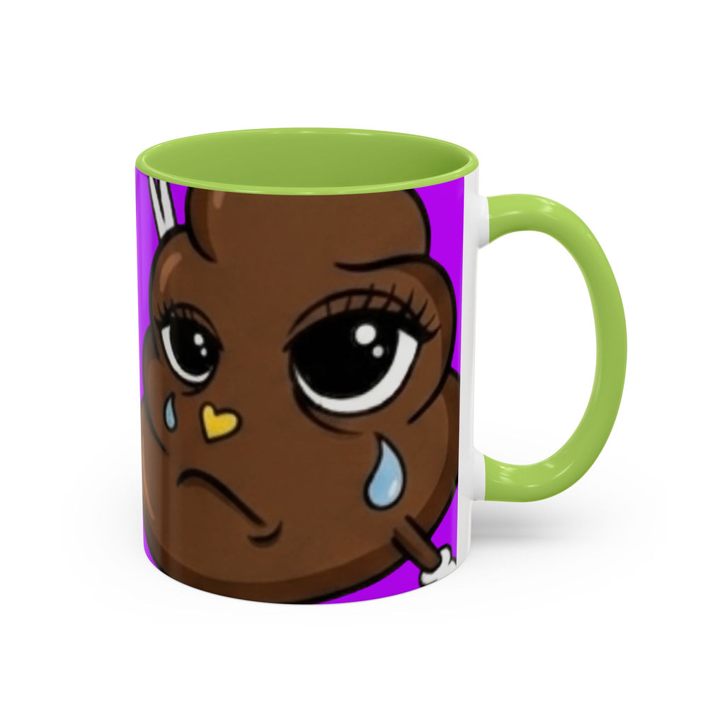Sad Poop Emoji Accent Coffee Mug (11/15oz) — Funny Cute Kawaii Tearful Poop Design by GT Artland
