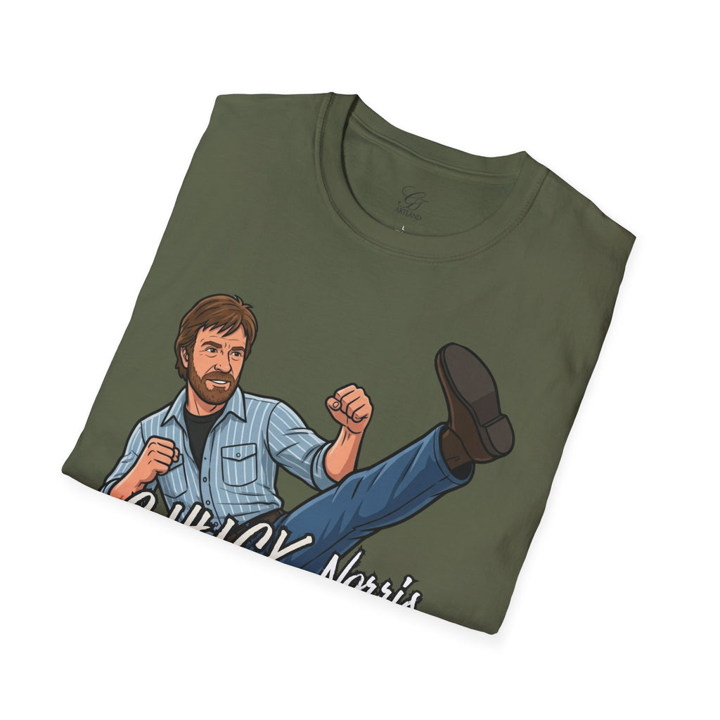 Chuck Norris Kick Illustration T-Shirt | I'll Kick Your Butt text by GT Artland