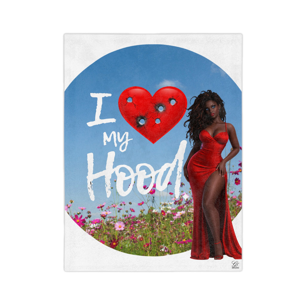 I Love My Hood Lady in Red Blanket | Velveteen Microfiber Throw