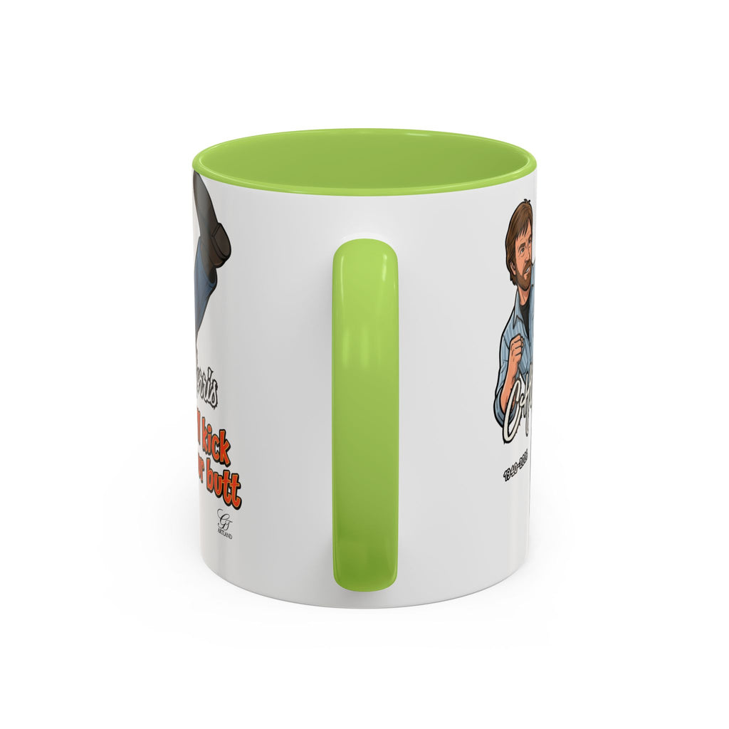 Martial Arts Chuck Norris Kick Butt Humor Character Mug | Accent Coffee Mug by GT Artland