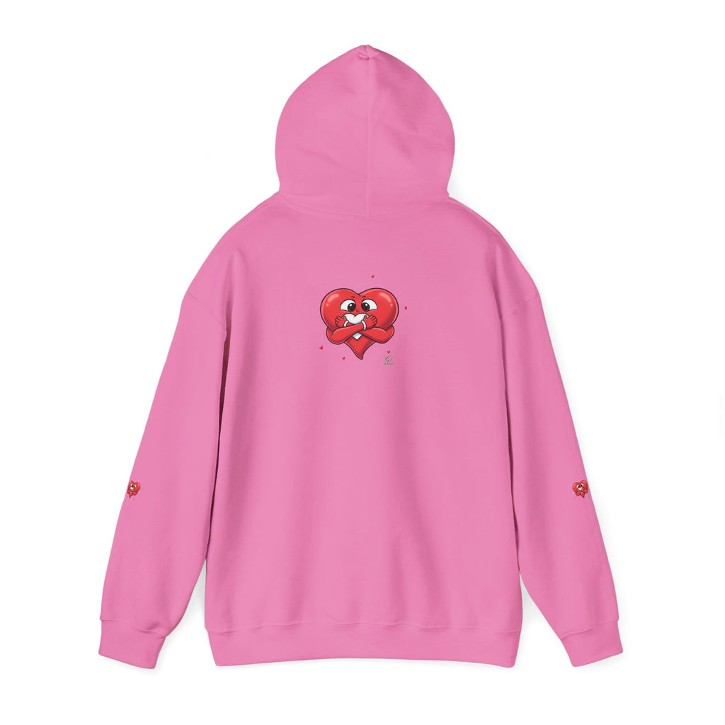 Graphic Heart Unisex Heavy Blend Hooded Sweatshirt | Red Heart Cartoon Sweatshirt