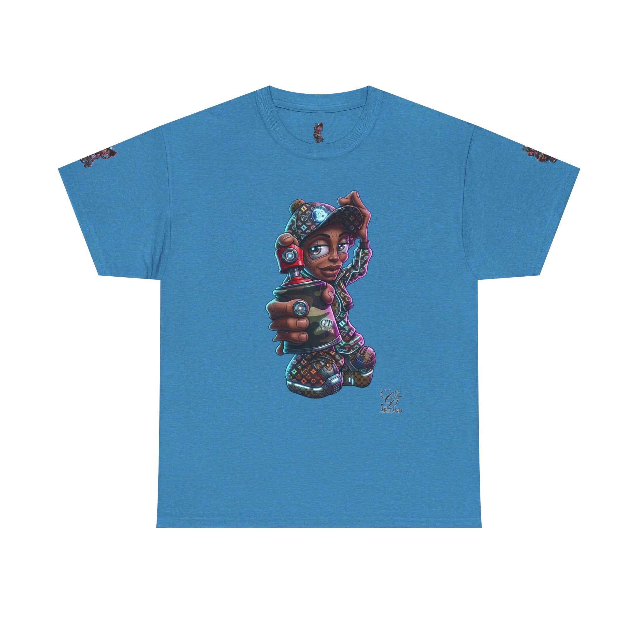 Ebony Futuristic Urban Spray Can Kid Gamer Tee - Cute Streetwear Graphic T-Shirt by GT Artland