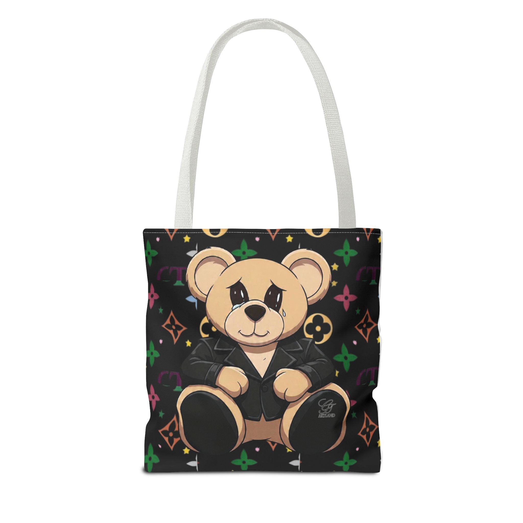 Elite Black Urban Designer Teddy Bear Monogram Tote Bag by GT Artland