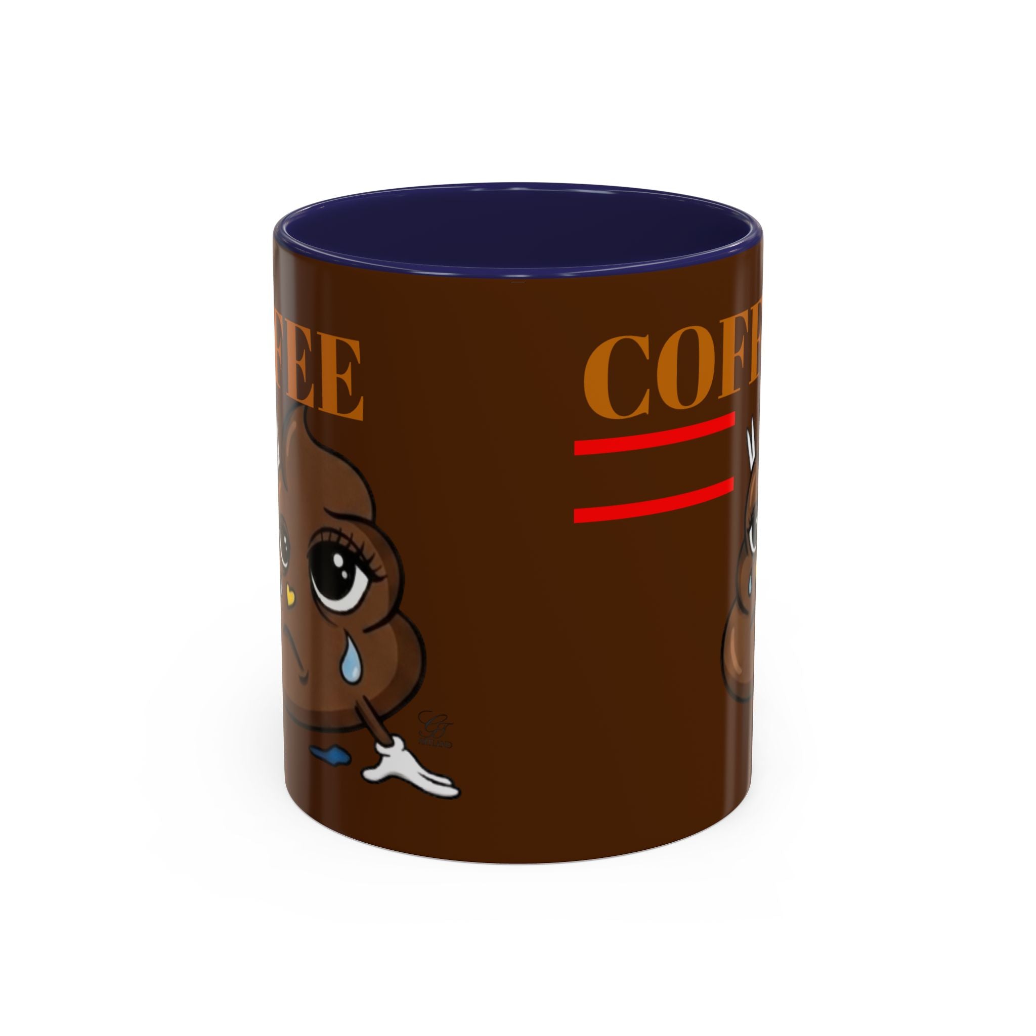 Coffee Mug — Cute Crying Poop Character "Coffee = Pooo" Accent Ceramic Mug by GT Artland