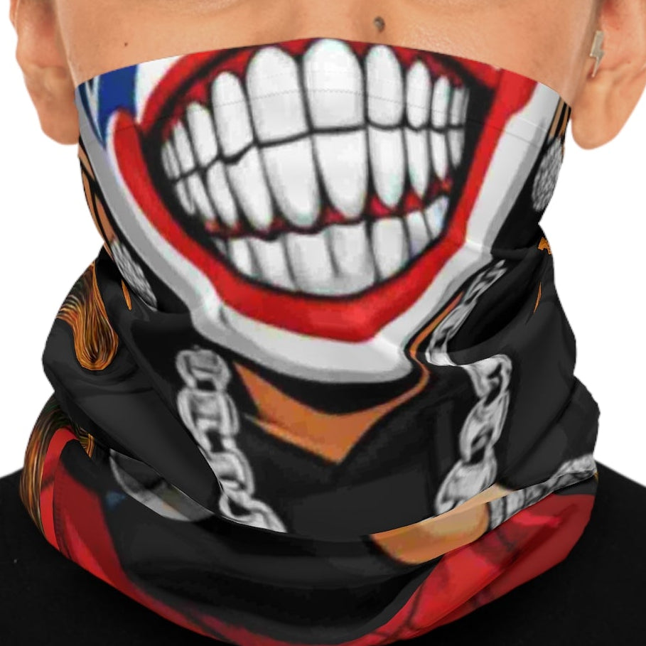 Clown Mouth Character Neck Gaiter | Tiger Fur Pattern Neck Gaiter by GT Artland