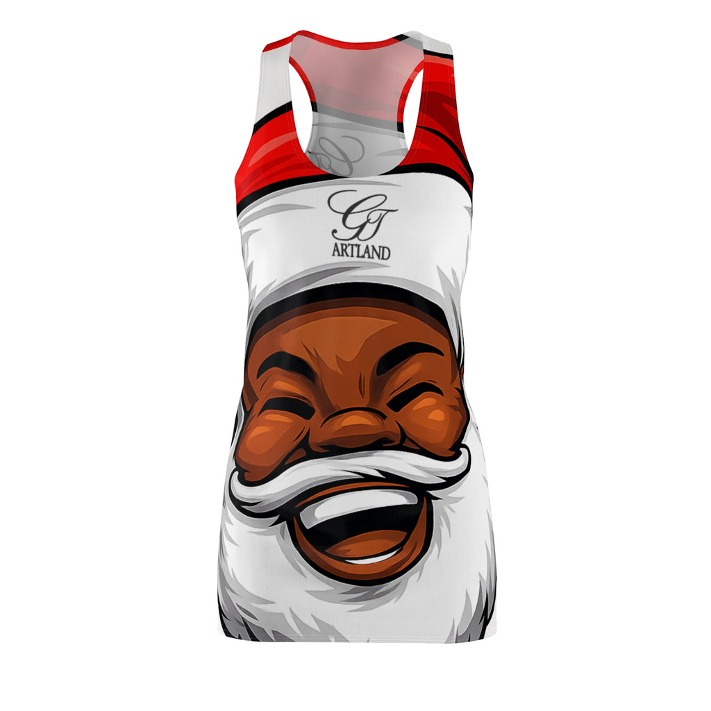 Joyful Santa Face Racerback Dress | Christmas All Over Print by GT Artland