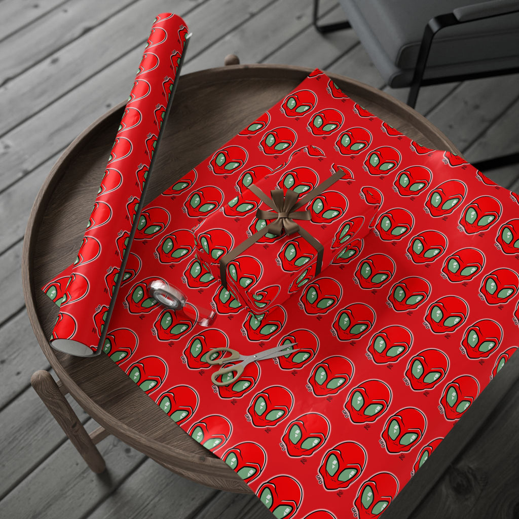 Red Alien UFO Sci‑Fi Gift Wrap