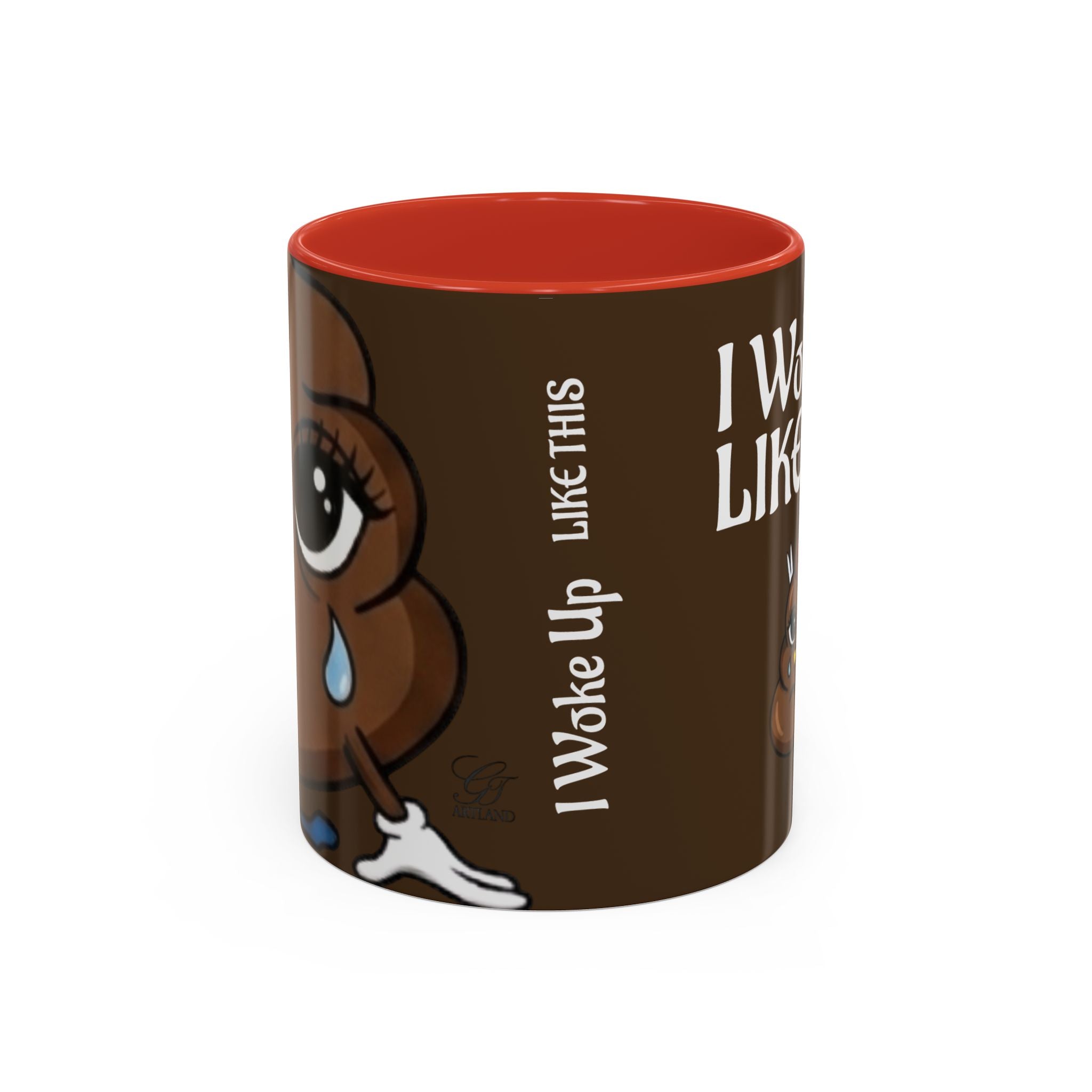 I Woke Up Like This Designer Collectors Coffee Mug — Funny Poop Emoji Accent Mug by GT Artland