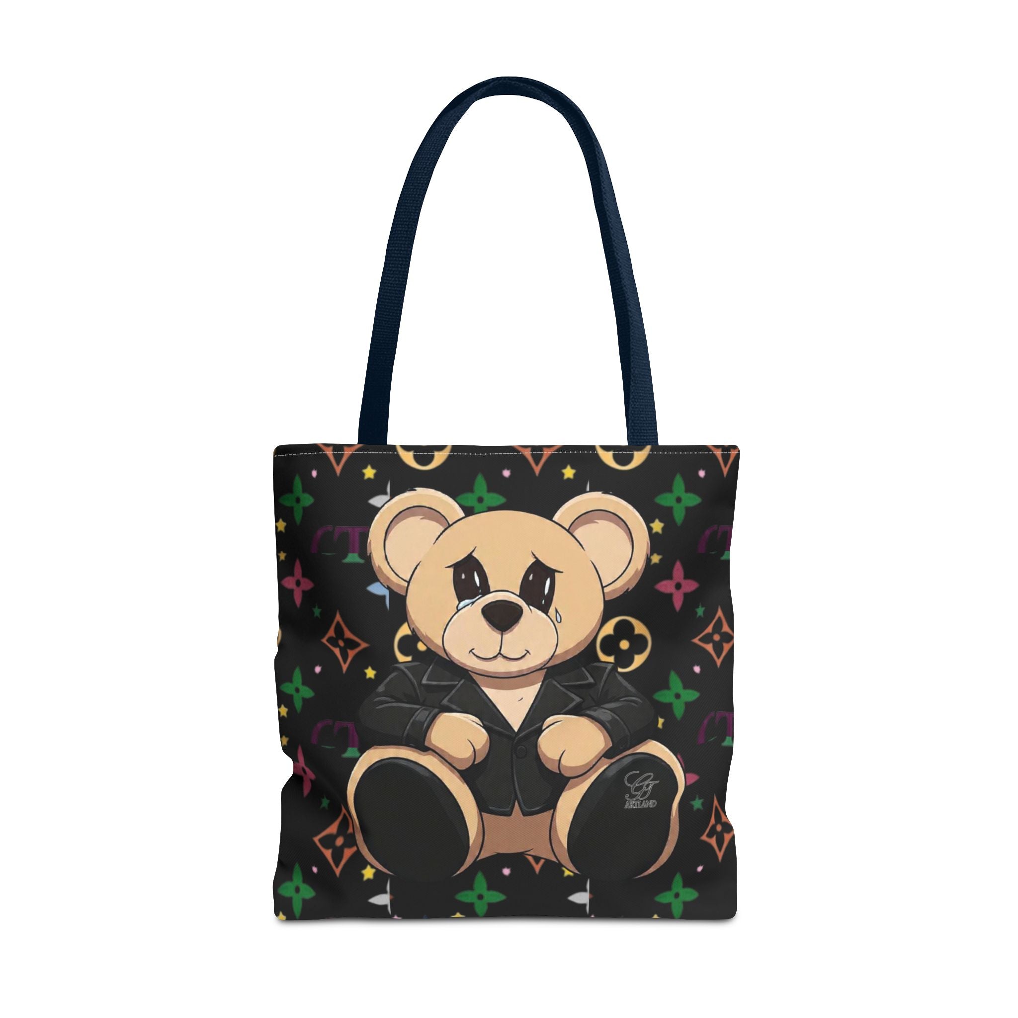 Elite Black Urban Designer Teddy Bear Monogram Tote Bag by GT Artland