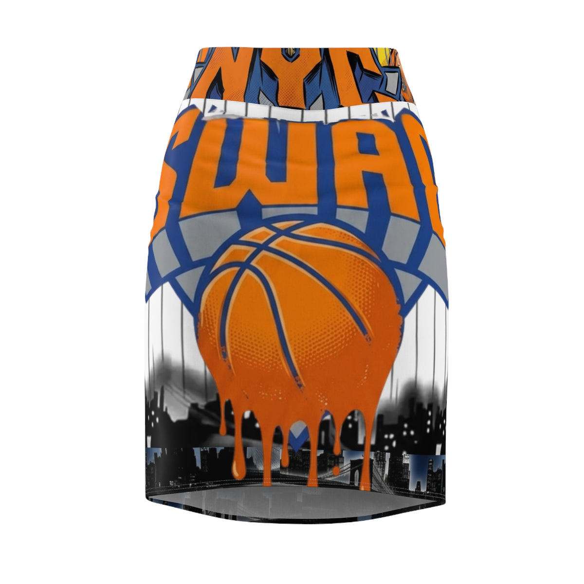 NYC Dripping Basketball Crown pencil skirt | city skyline sports print by GT Artland