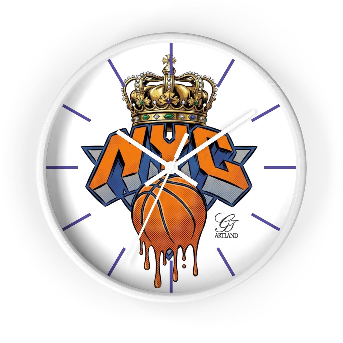 NYC Crown Basketball Drip Wall Clock | Urban Graffiti Sports Clock by GT Artland