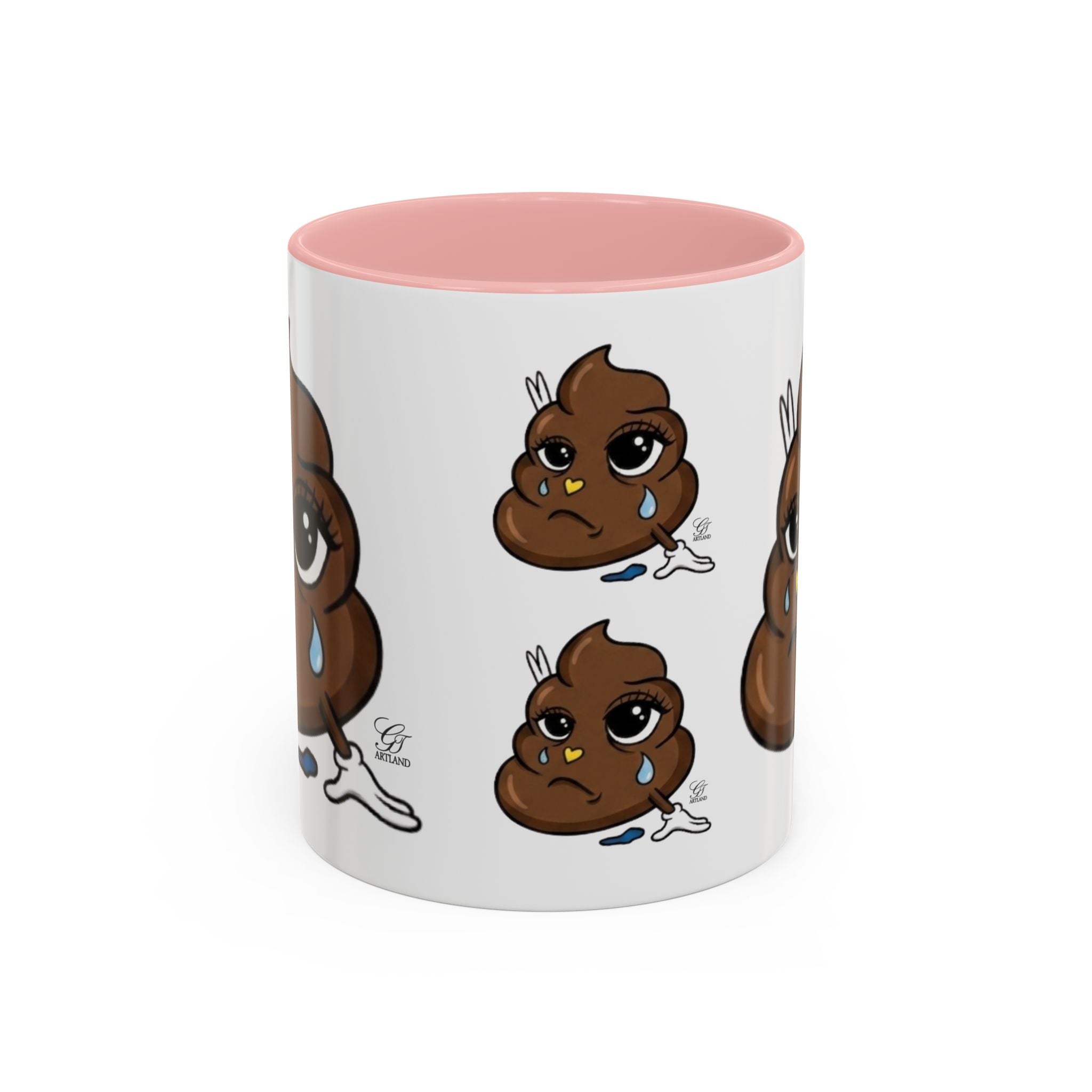 Sad Poop Emoji Coffee Mug — Funny Kawaii Gag Gift Accent Mug by GT Artland