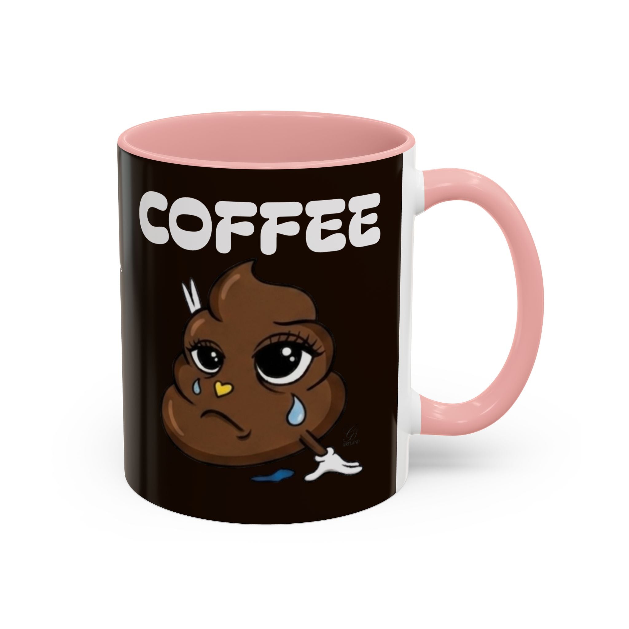 Coffee Mug — Cute Sad Poop Emoji with “COFFEE” Text Accent Mug by GT Artland