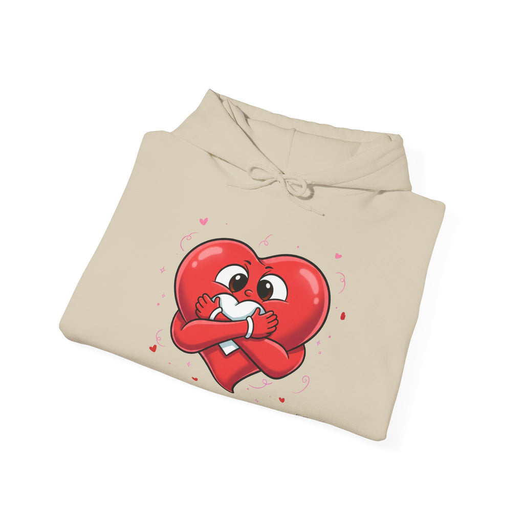 Graphic Heart Unisex Heavy Blend Hooded Sweatshirt | Red Heart Cartoon Sweatshirt